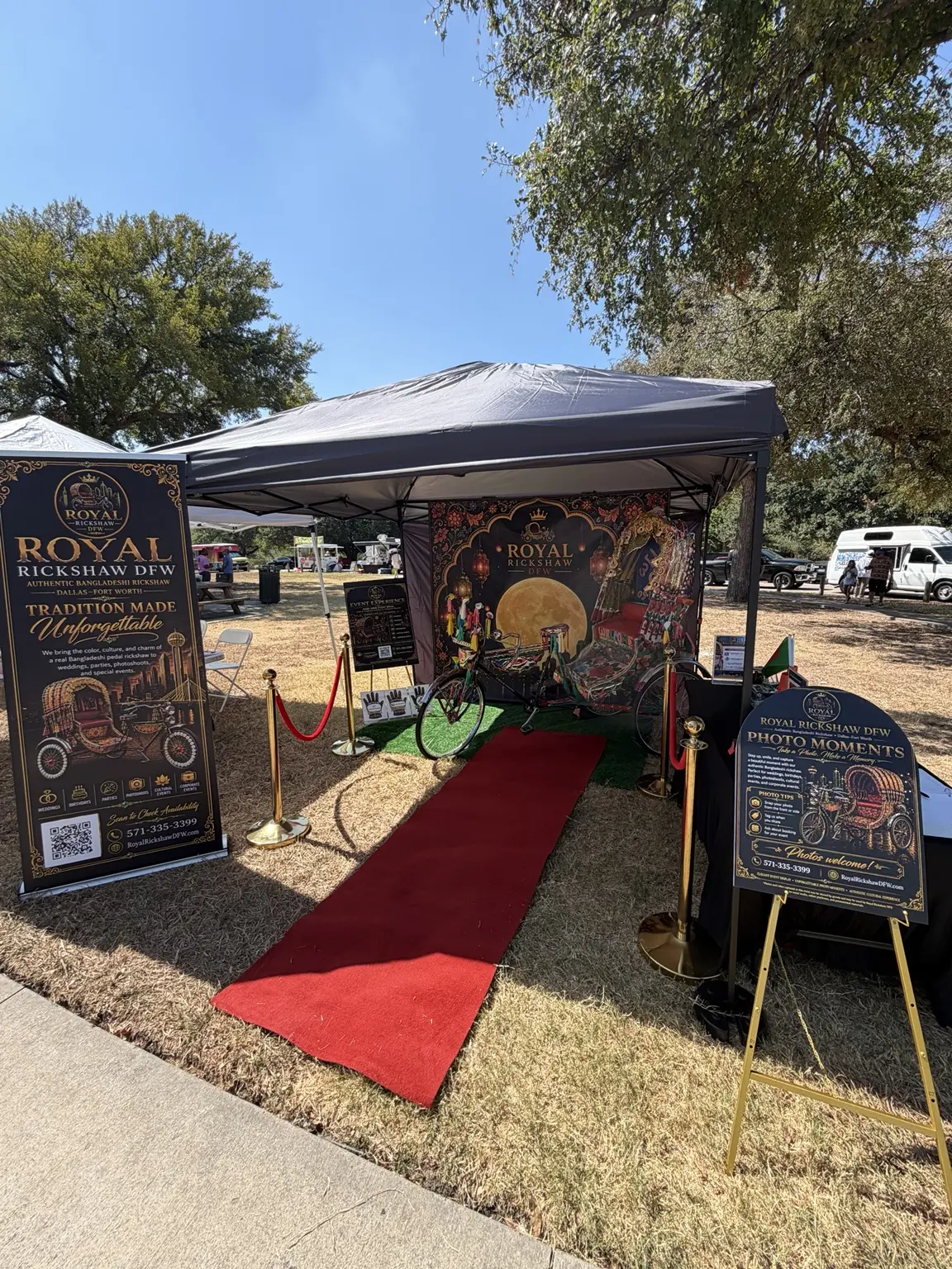 Royal Rickshaw DFW booth and red-carpet entrance at Dallas Moon Festival 2026