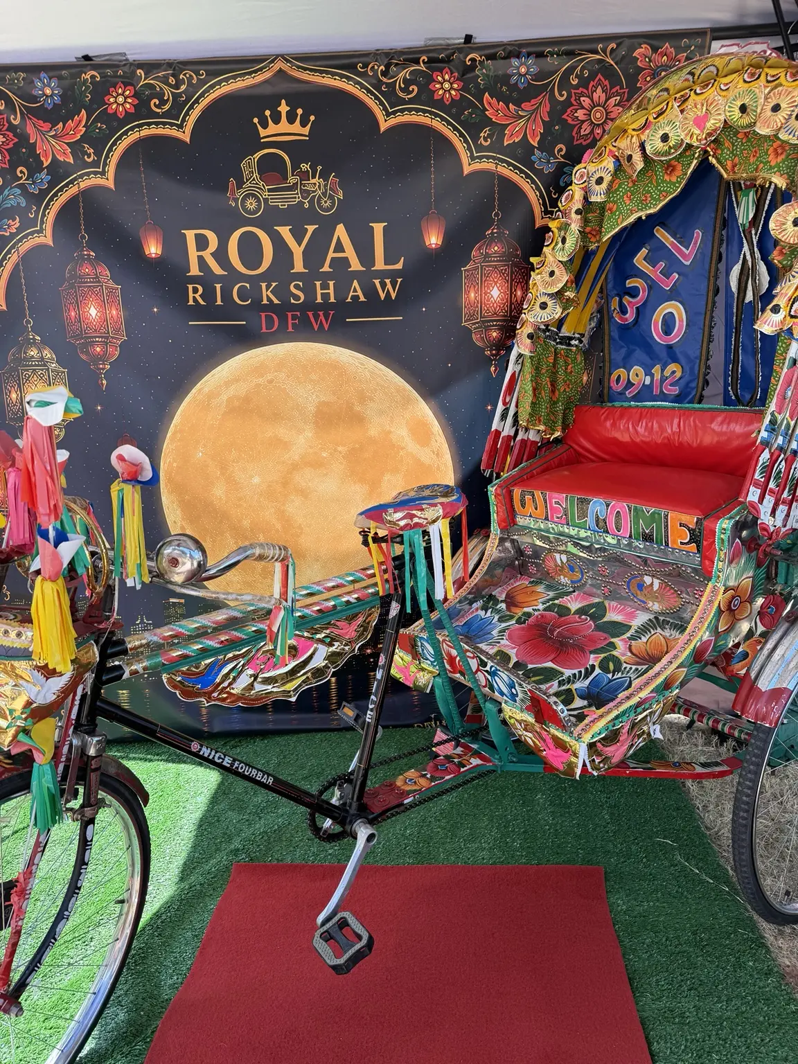 Close view of the hand-decorated authentic Bangladeshi rickshaw