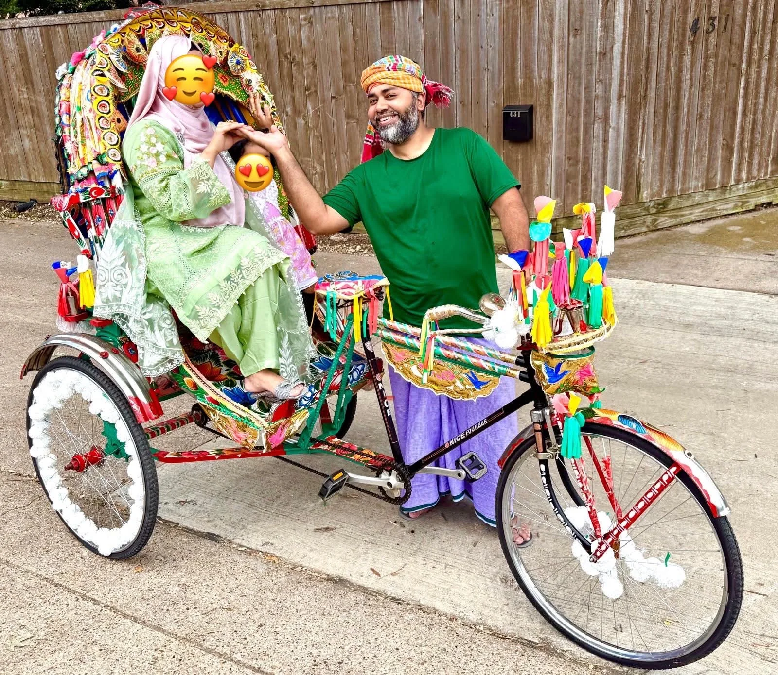Family with the actual Royal Rickshaw DFW rickshaw