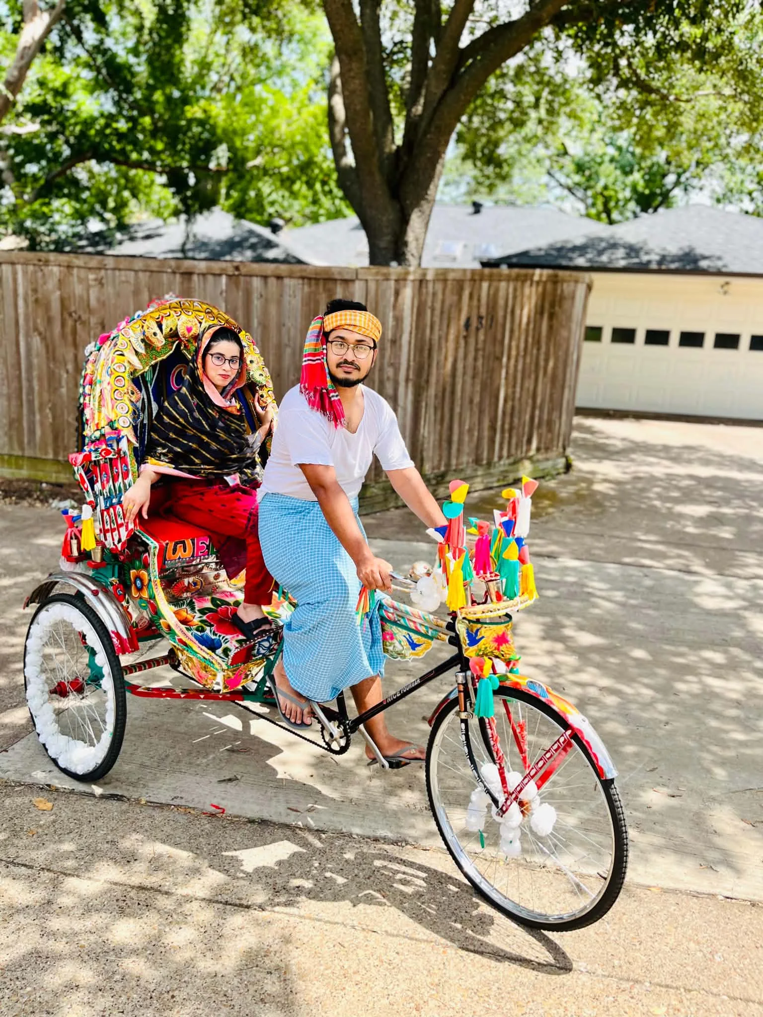 Guests with the actual Royal Rickshaw DFW rickshaw